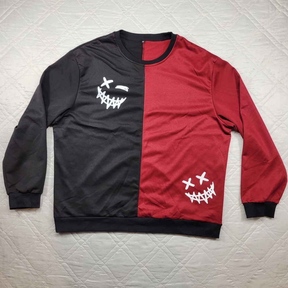 SHEIN black and red split Evil Smiling Faces sweat shirt size 4XL‎